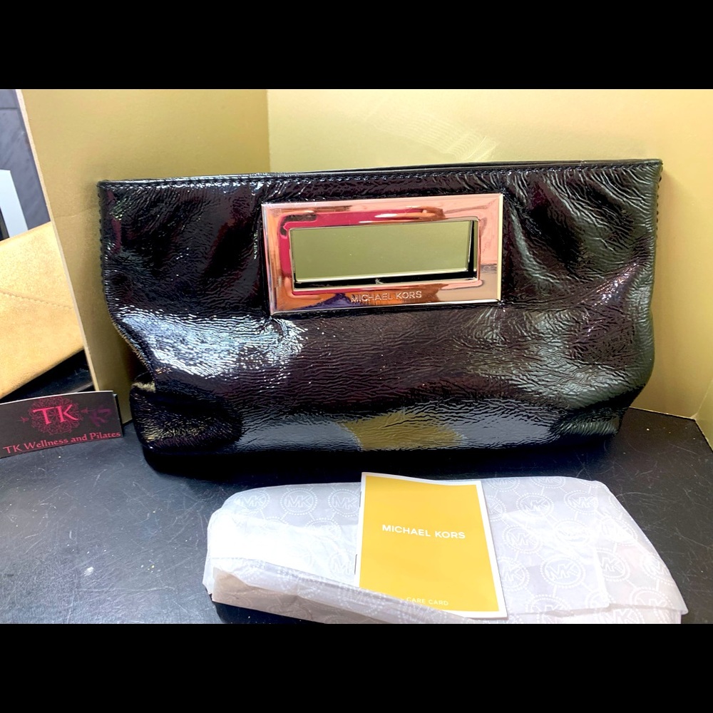 Black patent Michael Kors clutch